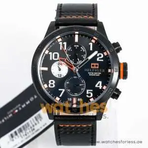 Tommy Hilfiger Men’s Quartz Black Leather Strap Black Dial 46mm Watch 1791136 UAE DUBAI AJMAN SHARJAH ABU DHABI RAS AL KHAIMA UMM UL QUWAIN ALAIN FUJAIRAH