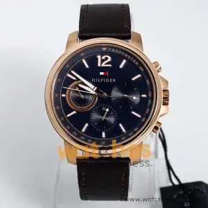 Tommy Hilfiger Men’s Quartz Brown Leather Strap Blue Dial 46mm Watch 1791532 UAE DUBAI AJMAN SHARJAH ABU DHABI RAS AL KHAIMA UMM UL QUWAIN ALAIN FUJAIRAH