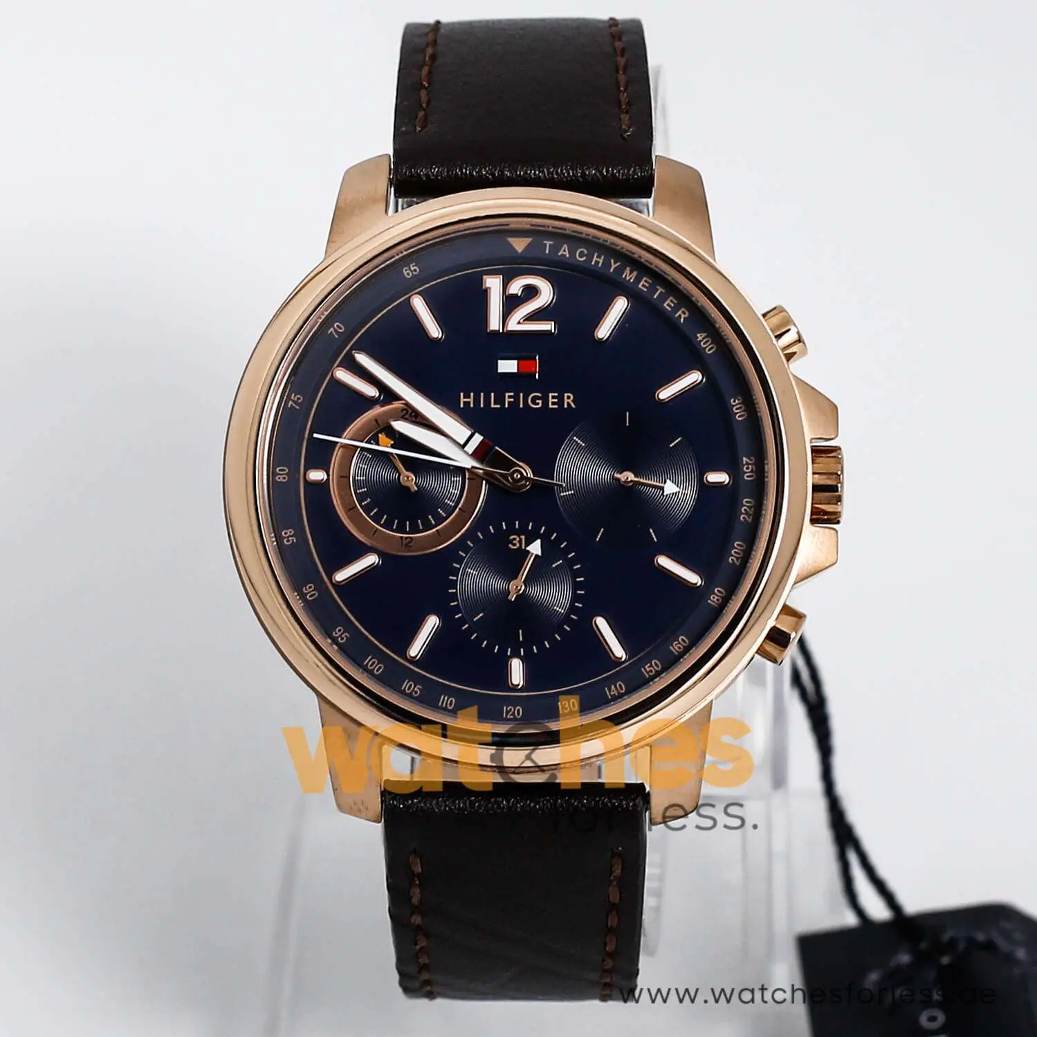 Tommy Hilfiger Men’s Quartz Brown Leather Strap Blue Dial 46mm Watch 1791532 UAE DUBAI AJMAN SHARJAH ABU DHABI RAS AL KHAIMA UMM UL QUWAIN ALAIN FUJAIRAH