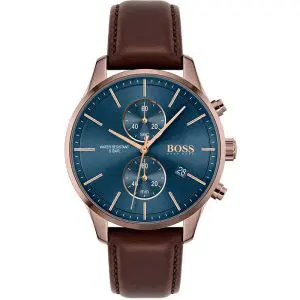 Hugo Boss Men’s Quartz Leather Strap Blue Dial 42mm Watch 1513804 UAE DUBAI AJMAN SHARJAH ABU DHABI RAS AL KHAIMA UMM UL QUWAIN ALAIN FUJAIRAH