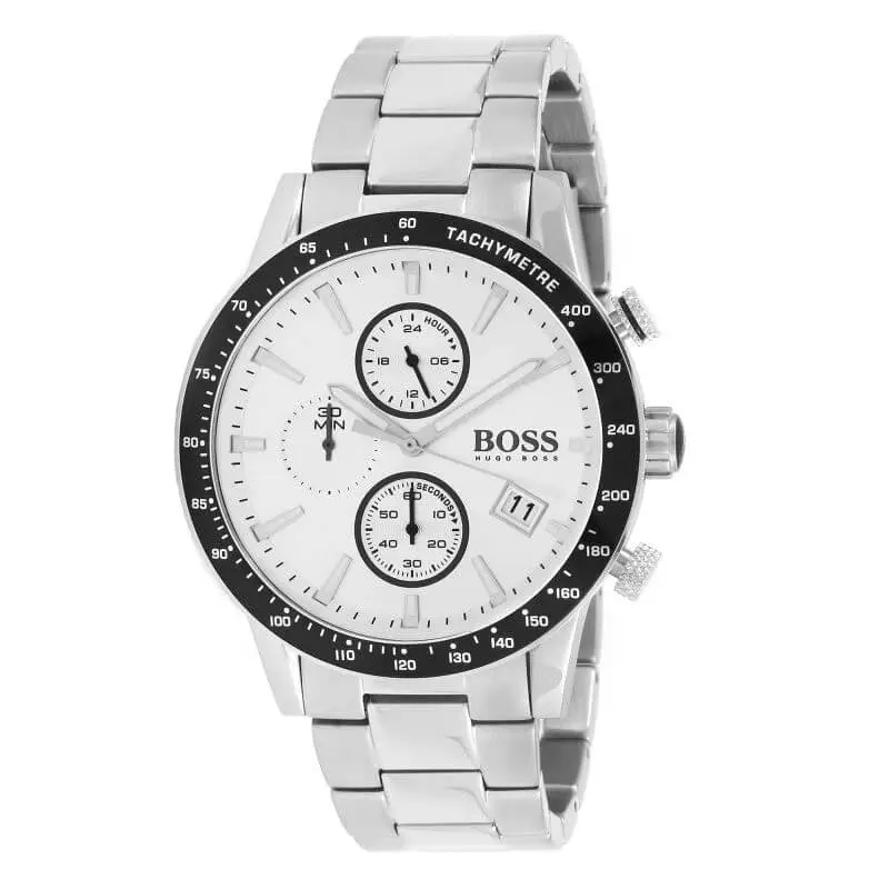 Hugo Boss Men’s Chronograph Quartz Stainless Steel Silver Dial 44mm Watch 1513511 UAE DUBAI AJMAN SHARJAH ABU DHABI RAS AL KHAIMA UMM UL QUWAIN ALAIN FUJAIRAH