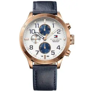 Tommy Hilfiger Men’s Quartz Blue Leather Strap White Dial 46mm Watch 1791139 UAE DUBAI AJMAN SHARJAH ABU DHABI RAS AL KHAIMA UMM UL QUWAIN ALAIN FUJAIRAH