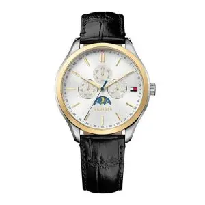 Tommy Hilfiger Men’s Analogue Quartz Black Leather Strap Silver Dial 43mm Watch 1791305 UAE DUBAI AJMAN SHARJAH ABU DHABI RAS AL KHAIMA UMM UL QUWAIN ALAIN FUJAIRAH