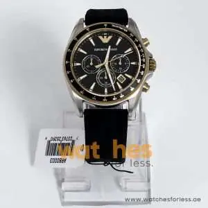 Emporio Armani Men’s Quartz Chronograph Black Silicone Strap Black Dial 44mm Watch AR80003 UAE DUBAI AJMAN SHARJAH ABU DHABI RAS AL KHAIMA UMM UL QUWAIN ALAIN FUJAIRAH