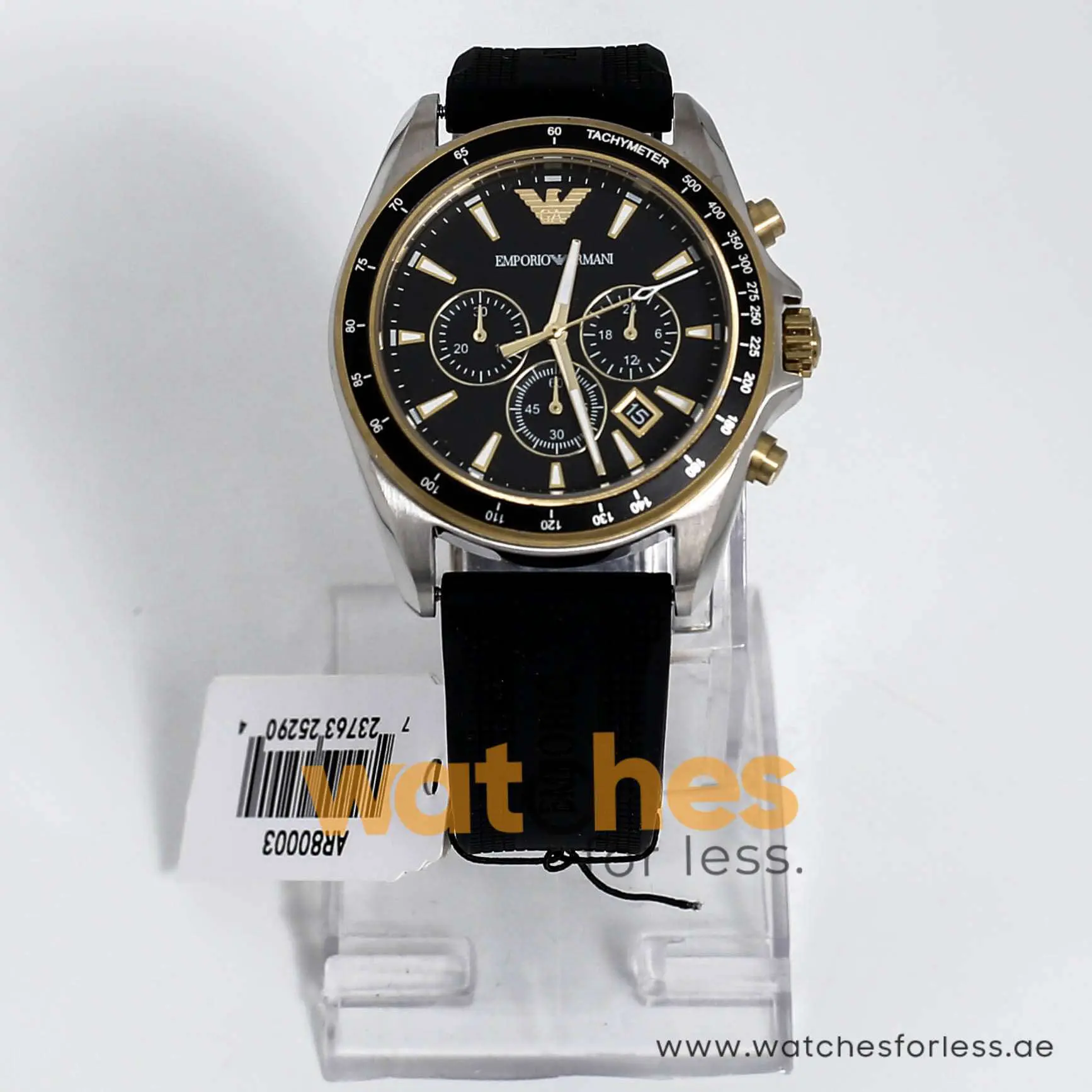 Emporio Armani Men’s Quartz Chronograph Black Silicone Strap Black Dial 44mm Watch AR80003 UAE DUBAI AJMAN SHARJAH ABU DHABI RAS AL KHAIMA UMM UL QUWAIN ALAIN FUJAIRAH