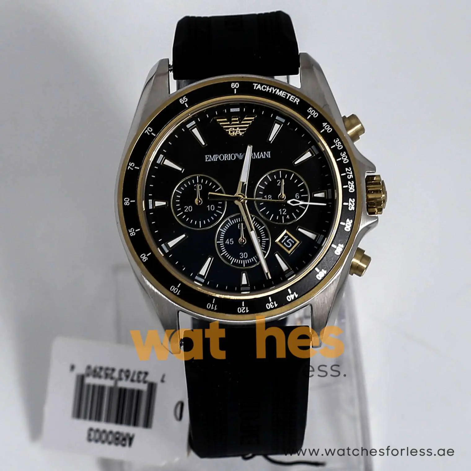 Emporio Armani Men’s Quartz Chronograph Black Silicone Strap Black Dial 44mm Watch AR80003 UAE DUBAI AJMAN SHARJAH ABU DHABI RAS AL KHAIMA UMM UL QUWAIN ALAIN FUJAIRAH