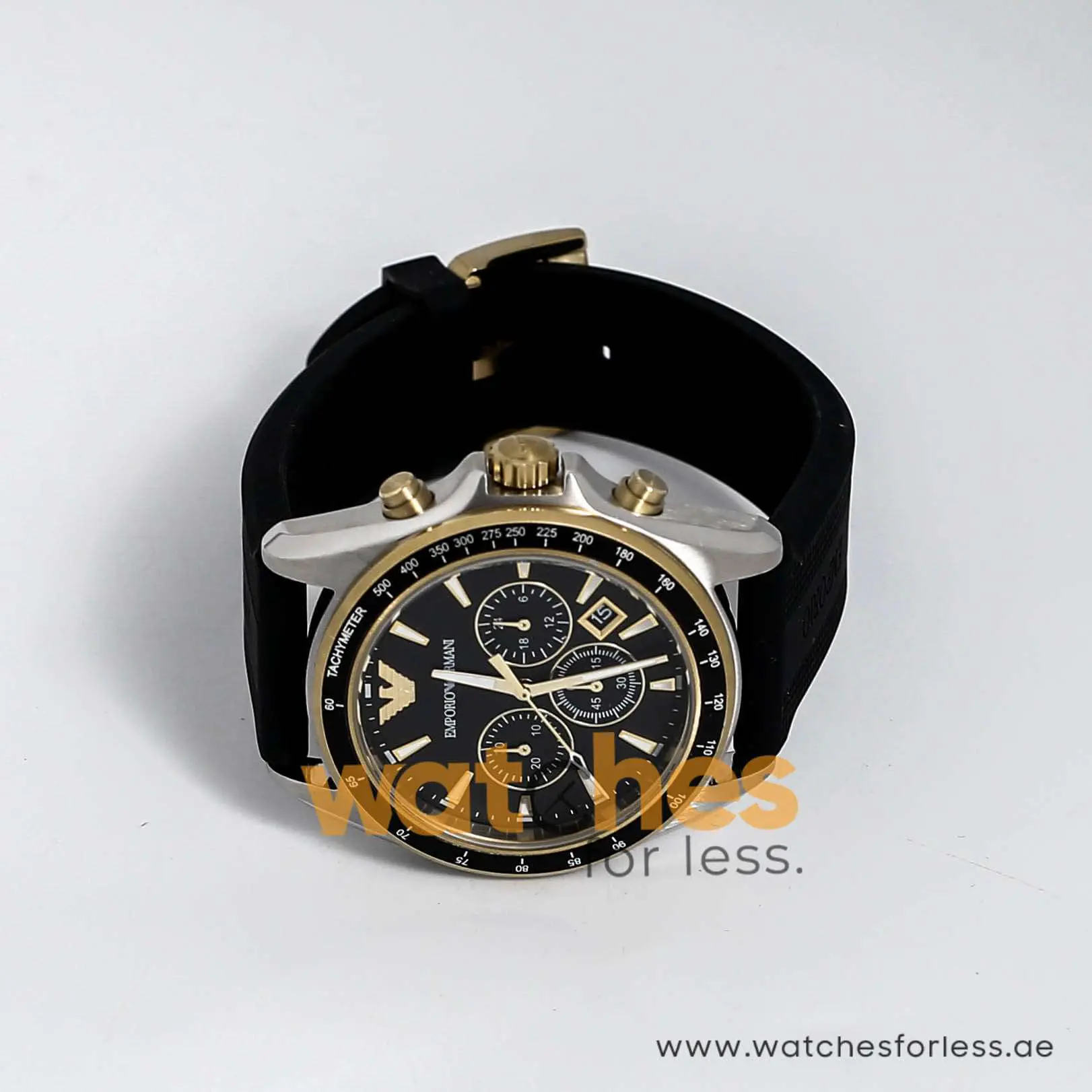 Emporio Armani Men’s Quartz Chronograph Black Silicone Strap Black Dial 44mm Watch AR80003 UAE DUBAI AJMAN SHARJAH ABU DHABI RAS AL KHAIMA UMM UL QUWAIN ALAIN FUJAIRAH