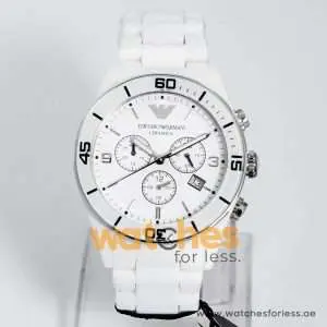 Emporio Armani Men’s Chronograph Ceramic Silver Dial 43mm Watch AR1424 UAE DUBAI AJMAN SHARJAH ABU DHABI RAS AL KHAIMA UMM UL QUWAIN ALAIN FUJAIRAH