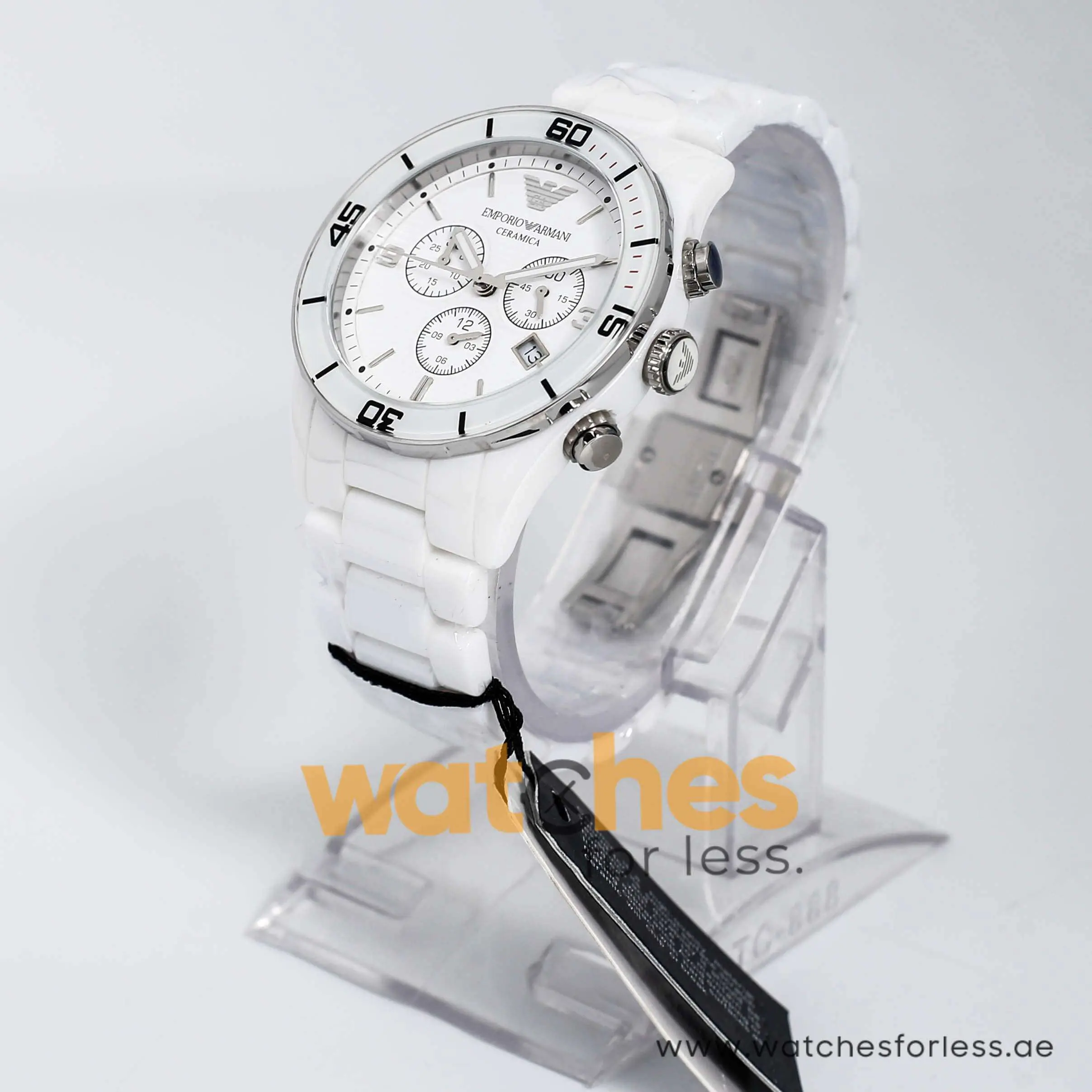 Emporio Armani Men’s Chronograph Ceramic Silver Dial 43mm Watch AR1424 UAE DUBAI AJMAN SHARJAH ABU DHABI RAS AL KHAIMA UMM UL QUWAIN ALAIN FUJAIRAH