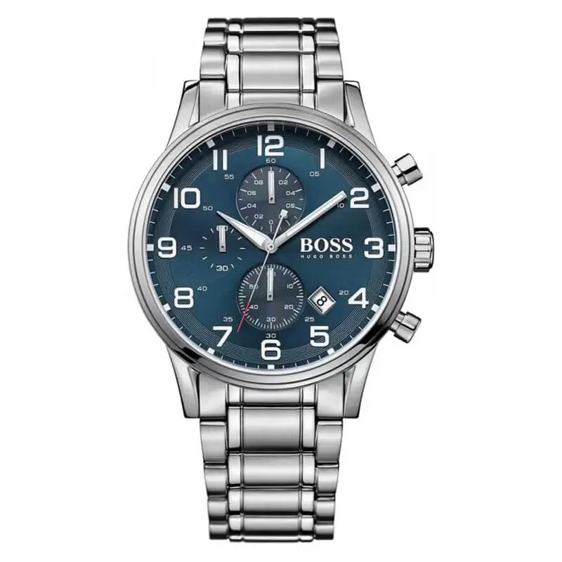 Hugo Boss Men’s Chronograph Quartz Stainless Steel Blue Dial 44mm Watch 1513183 UAE DUBAI AJMAN SHARJAH ABU DHABI RAS AL KHAIMA UMM UL QUWAIN ALAIN FUJAIRAH