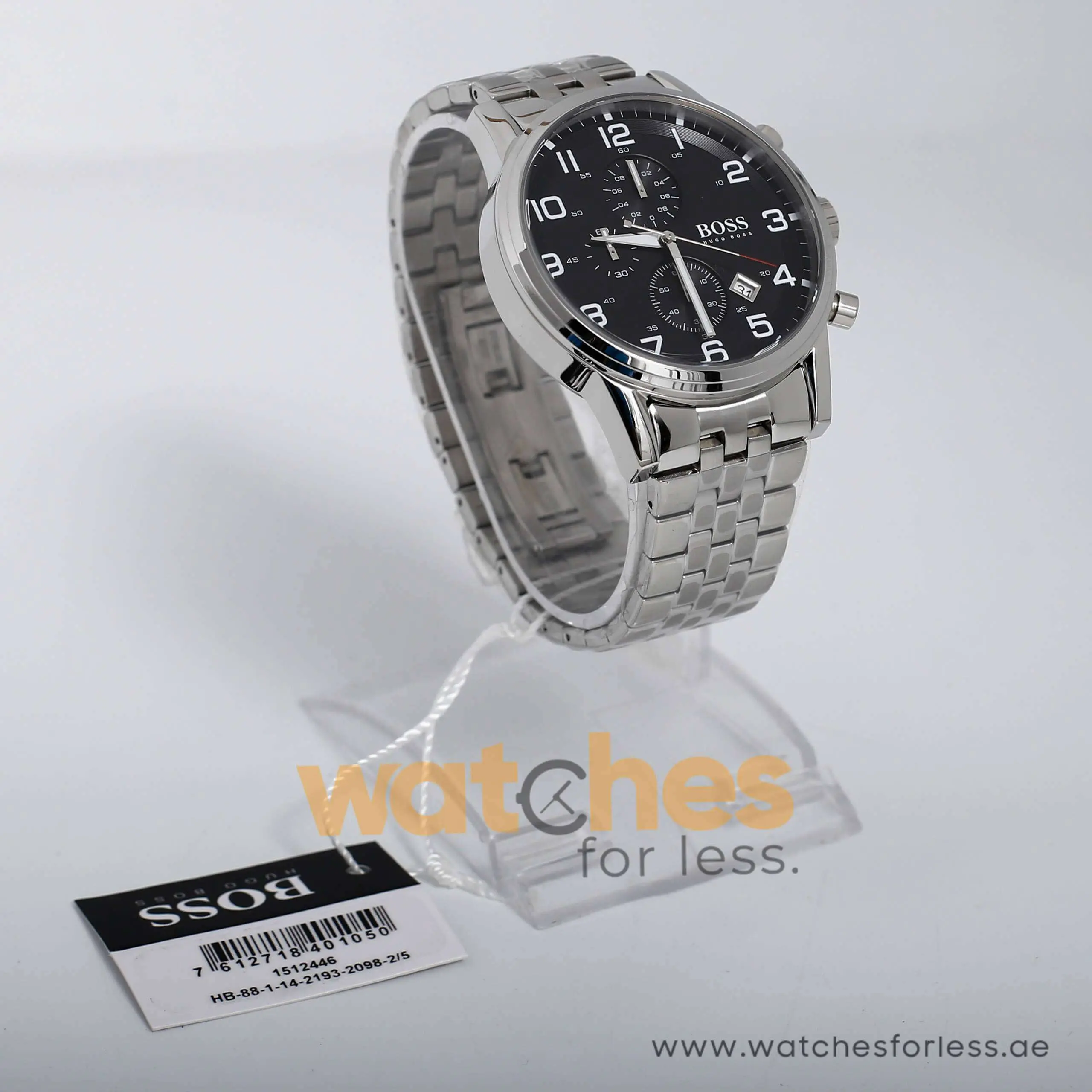 Hugo Boss Men’s Quartz Stainless Steel Black Dial 44mm Watch 1512446 UAE DUBAI AJMAN SHARJAH ABU DHABI RAS AL KHAIMA UMM UL QUWAIN ALAIN FUJAIRAH