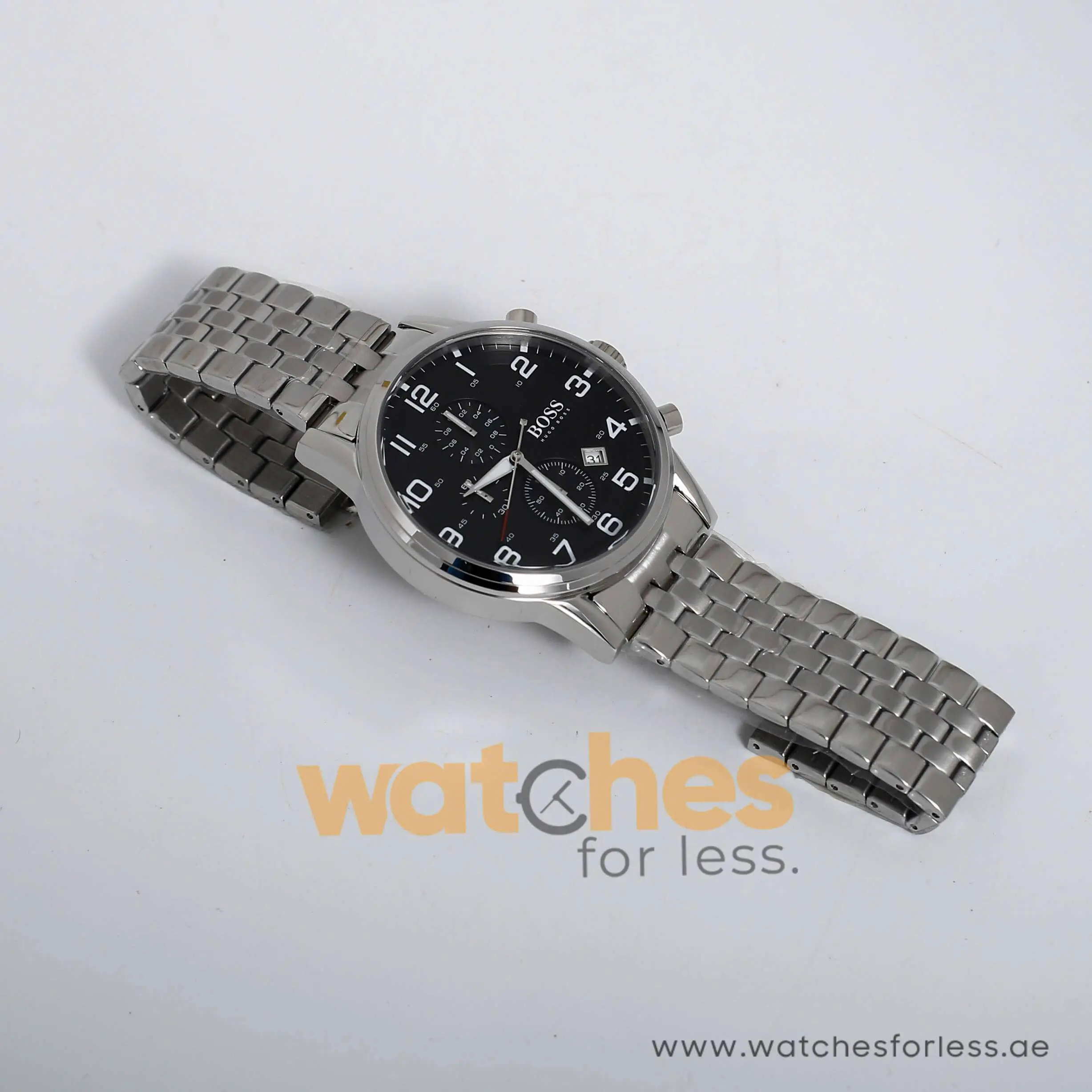 Hugo Boss Men’s Quartz Stainless Steel Black Dial 44mm Watch 1512446 UAE DUBAI AJMAN SHARJAH ABU DHABI RAS AL KHAIMA UMM UL QUWAIN ALAIN FUJAIRAH