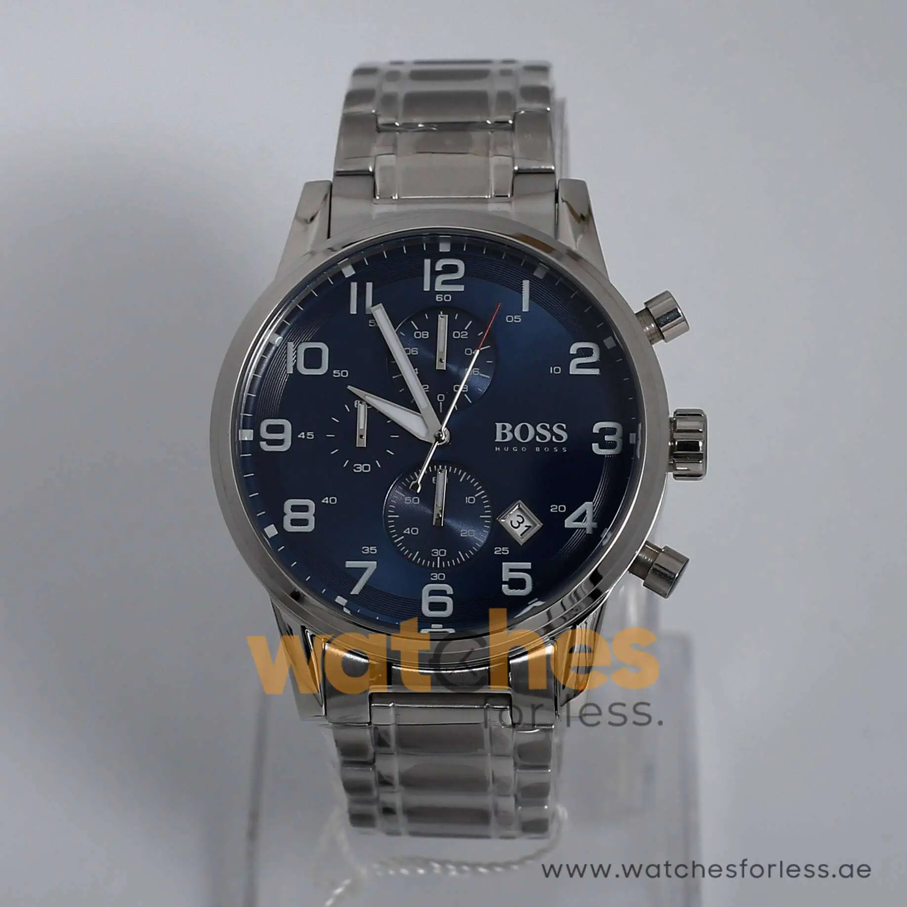 Hugo Boss Men’s Chronograph Quartz Stainless Steel Blue Dial 44mm Watch 1513183 UAE DUBAI AJMAN SHARJAH ABU DHABI RAS AL KHAIMA UMM UL QUWAIN ALAIN FUJAIRAH