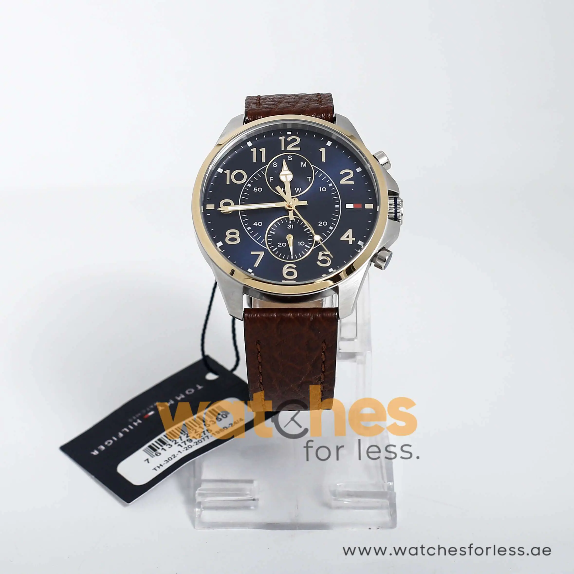Tommy Hilfiger Men’s Quartz Brown Leather Strap Blue Dial 47mm Watch 1791275 UAE DUBAI AJMAN SHARJAH ABU DHABI RAS AL KHAIMA UMM UL QUWAIN ALAIN FUJAIRAH