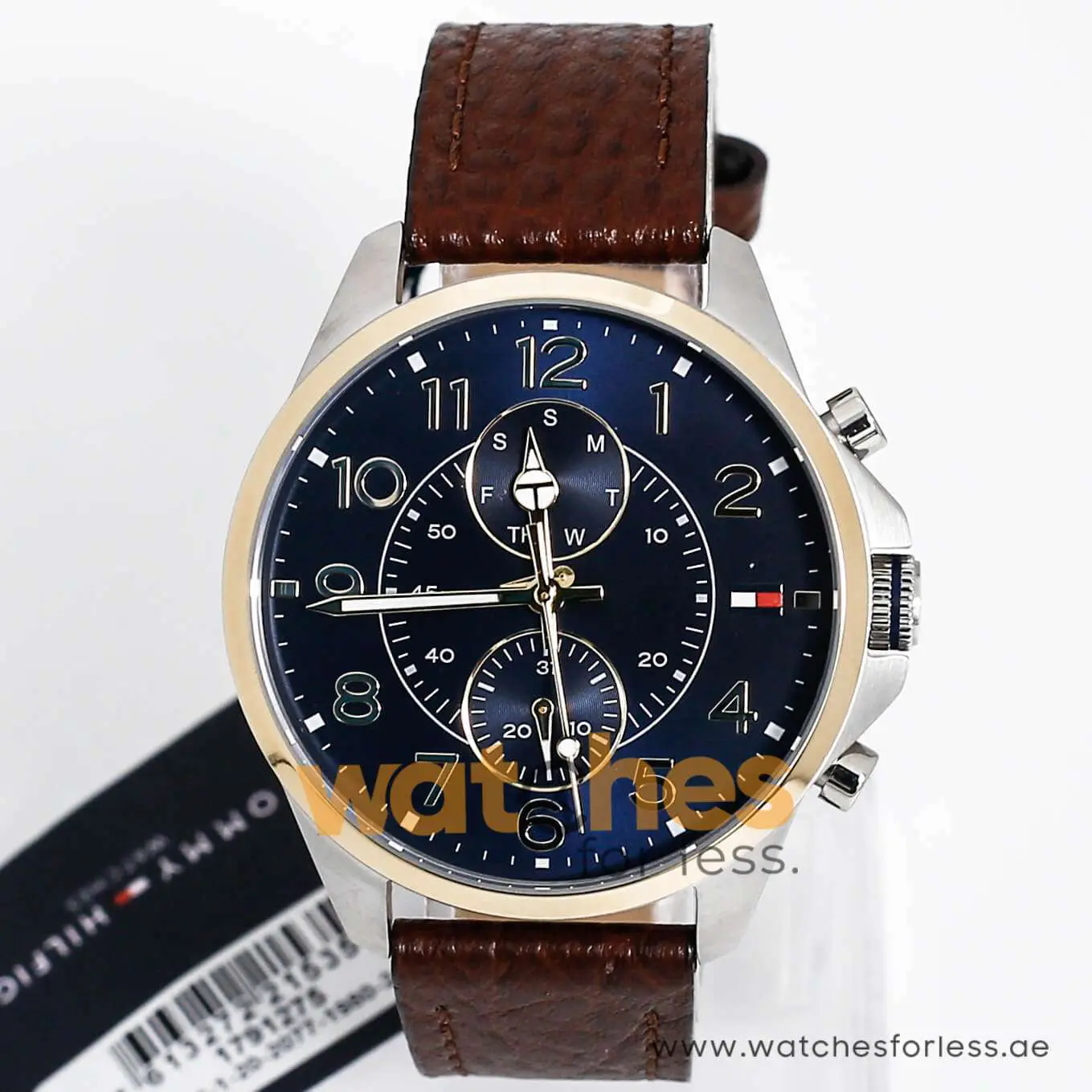 Tommy Hilfiger Men’s Quartz Brown Leather Strap Blue Dial 47mm Watch 1791275 UAE DUBAI AJMAN SHARJAH ABU DHABI RAS AL KHAIMA UMM UL QUWAIN ALAIN FUJAIRAH