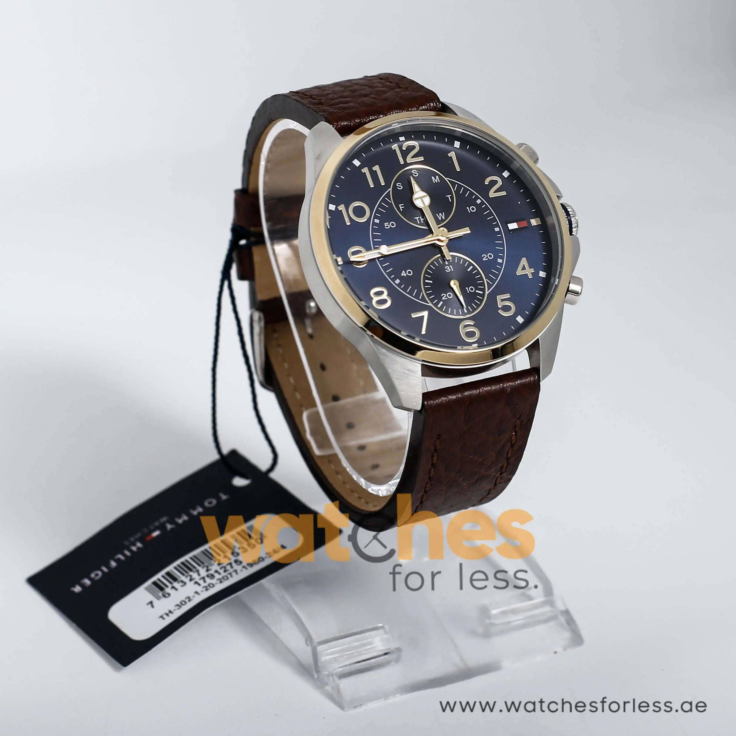 Tommy Hilfiger Men’s Quartz Brown Leather Strap Blue Dial 47mm Watch 1791275 UAE DUBAI AJMAN SHARJAH ABU DHABI RAS AL KHAIMA UMM UL QUWAIN ALAIN FUJAIRAH