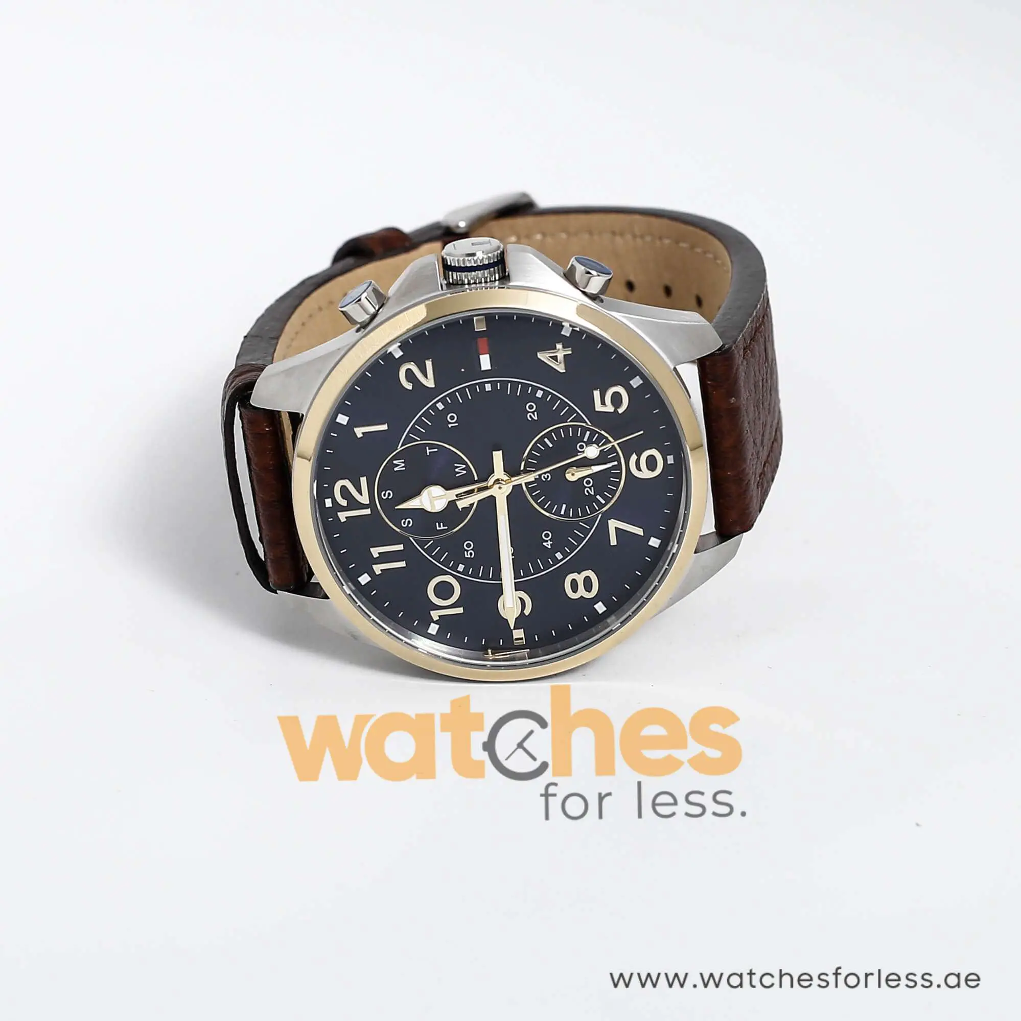 Tommy Hilfiger Men’s Quartz Brown Leather Strap Blue Dial 47mm Watch 1791275 UAE DUBAI AJMAN SHARJAH ABU DHABI RAS AL KHAIMA UMM UL QUWAIN ALAIN FUJAIRAH