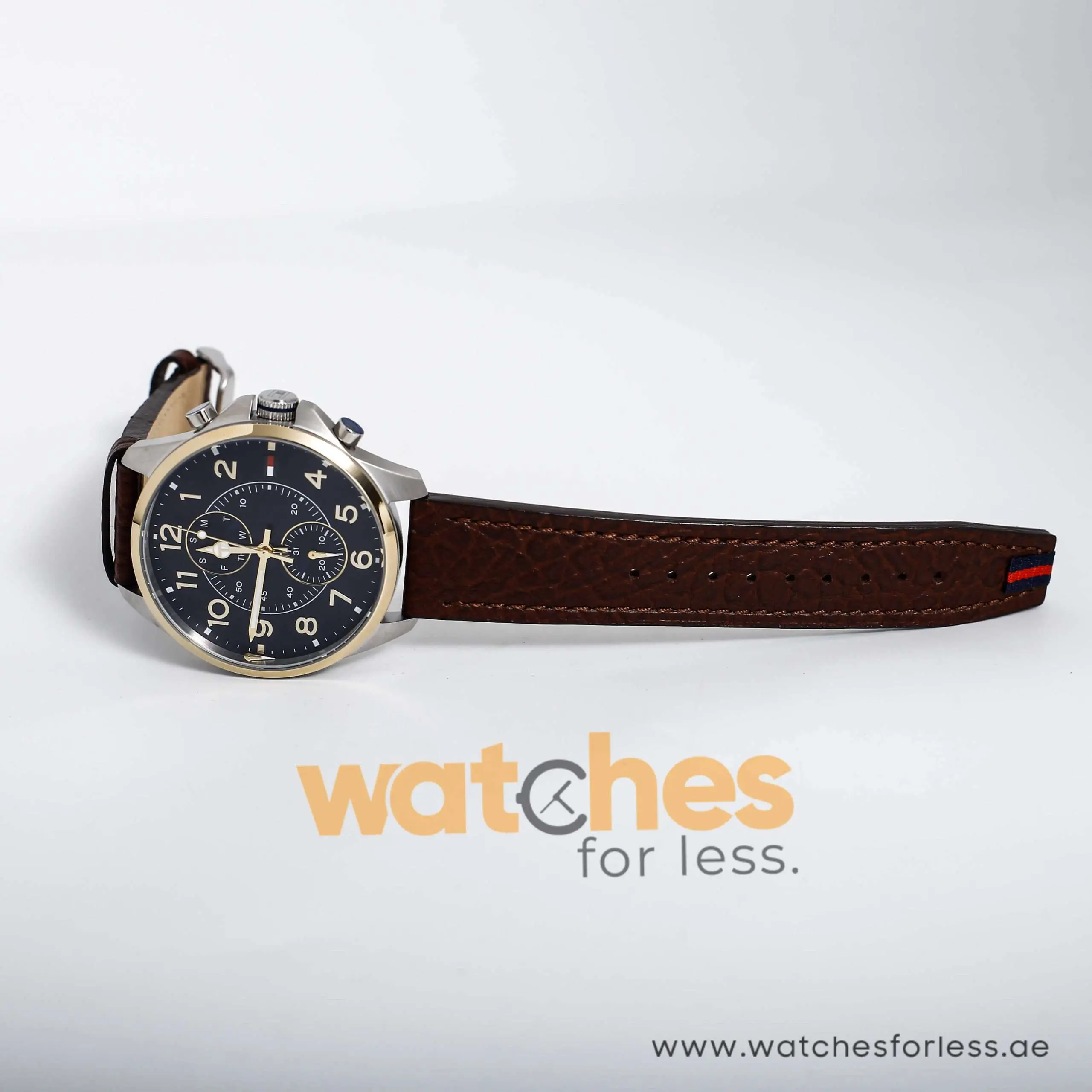 Tommy Hilfiger Men’s Quartz Brown Leather Strap Blue Dial 47mm Watch 1791275 UAE DUBAI AJMAN SHARJAH ABU DHABI RAS AL KHAIMA UMM UL QUWAIN ALAIN FUJAIRAH