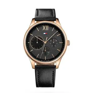 Tommy Hilfiger Men’s Quartz Black Leather Strap Black Dial 44mm Watch 1791419 UAE DUBAI AJMAN SHARJAH ABU DHABI RAS AL KHAIMA UMM UL QUWAIN ALAIN FUJAIRAH
