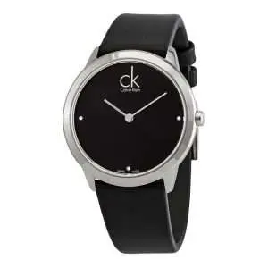 Calvin Klein Women’s Swiss Made Quartz Black Leather Strap Black Dial 35mm K3M221CS UAE DUBAI AJMAN SHARJAH ABU DHABI RAS AL KHAIMA UMM UL QUWAIN ALAIN FUJAIRAH