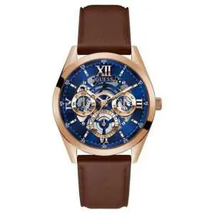 Guess Men’s Quartz Brown Leather Strap Blue Dial 42mm Watch GW0389G3 UAE DUBAI AJMAN SHARJAH ABU DHABI RAS AL KHAIMA UMM UL QUWAIN ALAIN FUJAIRAH