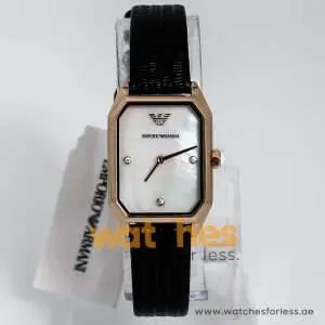 Emporio Armani Women’s Quartz Black Leather Strap Mother of Pearl Dial 24mm Watch AR11390 UAE DUBAI AJMAN SHARJAH ABU DHABI RAS AL KHAIMA UMM UL QUWAIN ALAIN FUJAIRAH