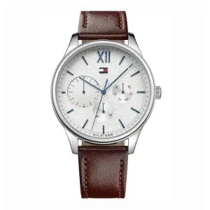 Tommy Hilfiger Men’s Quartz Leather Strap Silver Dial 44mm Watch 1791418 UAE DUBAI AJMAN SHARJAH ABU DHABI RAS AL KHAIMA UMM UL QUWAIN ALAIN FUJAIRAH