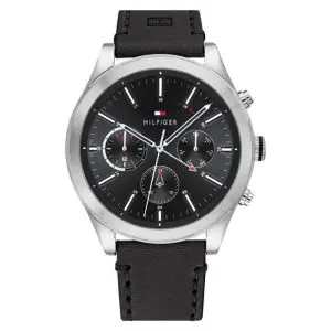 Tommy Hilfiger Men’s Quartz Black Leather Strap Black Dial 44mm Watch 1791740 UAE DUBAI AJMAN SHARJAH ABU DHABI RAS AL KHAIMA UMM UL QUWAIN ALAIN FUJAIRAH