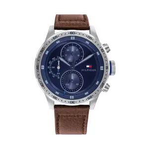 Tommy Hilfiger Men’s Quartz Brown Leather Strap Blue Dial 46mm Watch 1791807 UAE DUBAI AJMAN SHARJAH ABU DHABI RAS AL KHAIMA UMM UL QUWAIN ALAIN FUJAIRAH