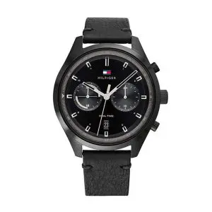 Tommy Hilfiger Men’s Quartz Black Leather Strap Black Dial 44mm Watch 1791731 UAE DUBAI AJMAN SHARJAH ABU DHABI RAS AL KHAIMA UMM UL QUWAIN ALAIN FUJAIRAH