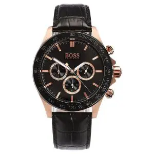 Hugo Boss Men’s Quartz Black Leather Strap Black Dial 44mm Watch 1513218 UAE DUBAI AJMAN SHARJAH ABU DHABI RAS AL KHAIMA UMM UL QUWAIN ALAIN FUJAIRAH