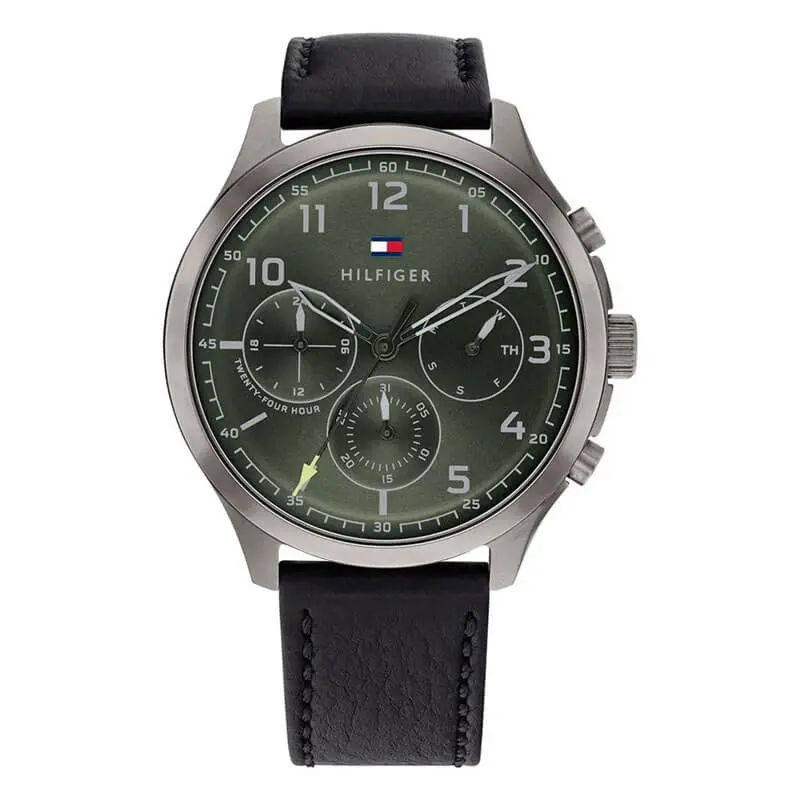 Tommy Hilfiger Men’s Quartz Leather Strap Green Dial 45mm Watch 1791856 UAE DUBAI AJMAN SHARJAH ABU DHABI RAS AL KHAIMA UMM UL QUWAIN ALAIN FUJAIRAH