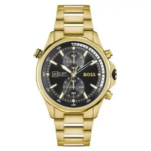 Hugo Boss Men’s Quartz Gold Stainless Steel Black Dial 46mm Watch 1513932 UAE DUBAI AJMAN SHARJAH ABU DHABI RAS AL KHAIMA UMM UL QUWAIN ALAIN FUJAIRAH