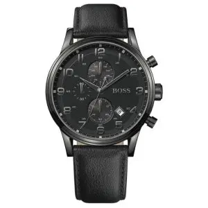 Hugo Boss Men’s Quartz Black Leather Strap Black Dial 44mm Watch 1512567 UAE DUBAI AJMAN SHARJAH ABU DHABI RAS AL KHAIMA UMM UL QUWAIN ALAIN FUJAIRAH