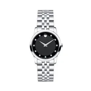 Movado Women’s Quartz Swiss Made Stainless Steel Black Dial 28mm Watch 0606858 UAE DUBAI AJMAN SHARJAH ABU DHABI RAS AL KHAIMA UMM UL QUWAIN ALAIN FUJAIRAH