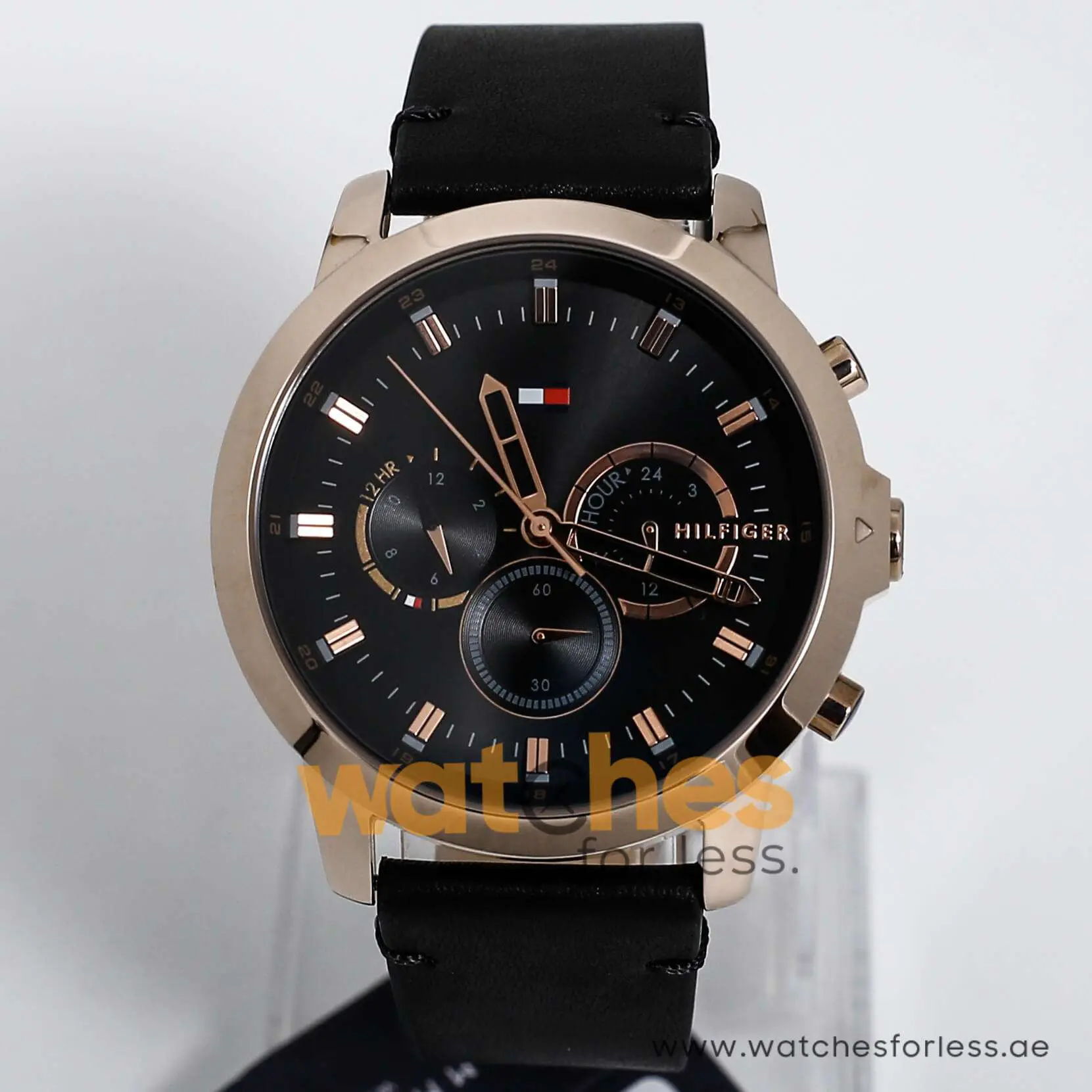 Tommy Hilfiger Men’s Quartz Black Leather Strap Black Dial 46mm Watch 1791798 UAE DUBAI AJMAN SHARJAH ABU DHABI RAS AL KHAIMA UMM UL QUWAIN ALAIN FUJAIRAH