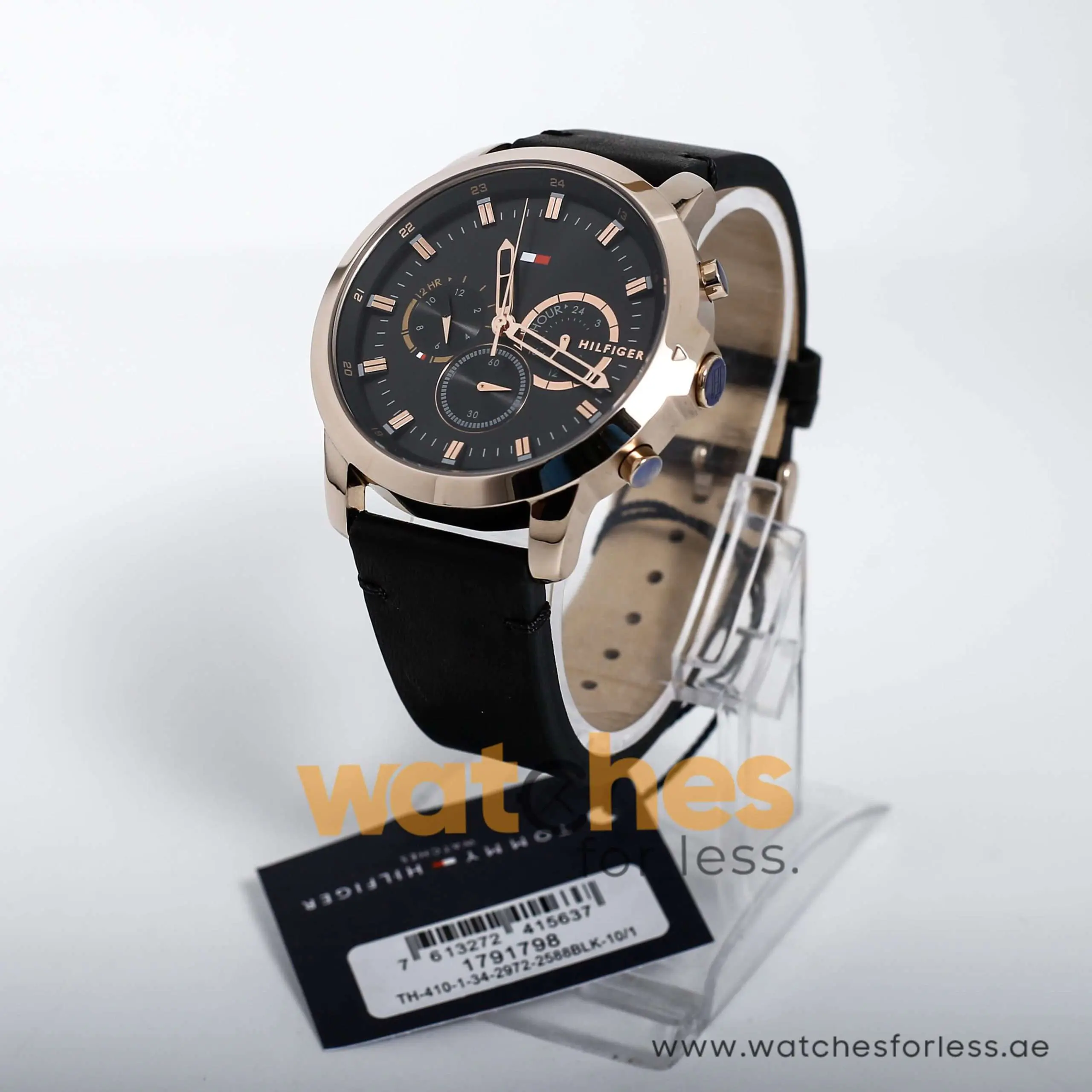 Tommy Hilfiger Men’s Quartz Black Leather Strap Black Dial 46mm Watch 1791798 UAE DUBAI AJMAN SHARJAH ABU DHABI RAS AL KHAIMA UMM UL QUWAIN ALAIN FUJAIRAH