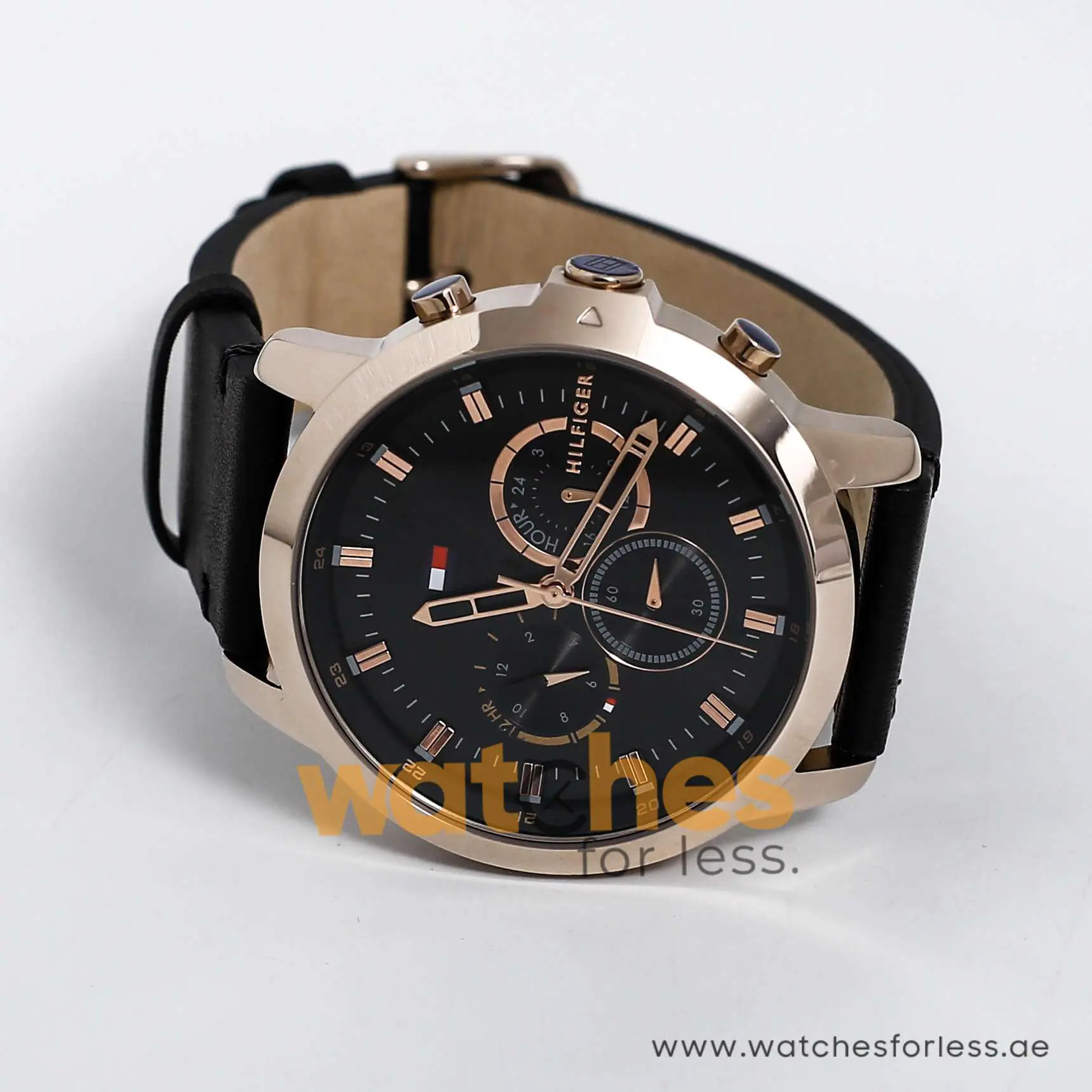 Tommy Hilfiger Men’s Quartz Black Leather Strap Black Dial 46mm Watch 1791798 UAE DUBAI AJMAN SHARJAH ABU DHABI RAS AL KHAIMA UMM UL QUWAIN ALAIN FUJAIRAH