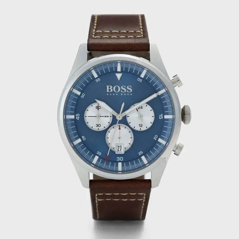 Hugo Boss Men’s Quartz Leather Strap Blue Dial 44mm Watch 1513709 UAE DUBAI AJMAN SHARJAH ABU DHABI RAS AL KHAIMA UMM UL QUWAIN ALAIN FUJAIRAH