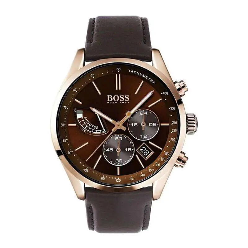 Hugo Boss Men’s Quartz Leather Strap Brown Dial 44mm Watch 1513605 UAE DUBAI AJMAN SHARJAH ABU DHABI RAS AL KHAIMA UMM UL QUWAIN ALAIN FUJAIRAH