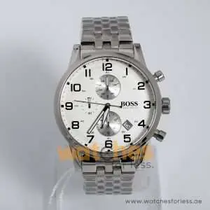 Hugo Boss Men’s Quartz Stainless Steel Silver Dial 44mm Watch 1512445 UAE DUBAI AJMAN SHARJAH ABU DHABI RAS AL KHAIMA UMM UL QUWAIN ALAIN FUJAIRAH