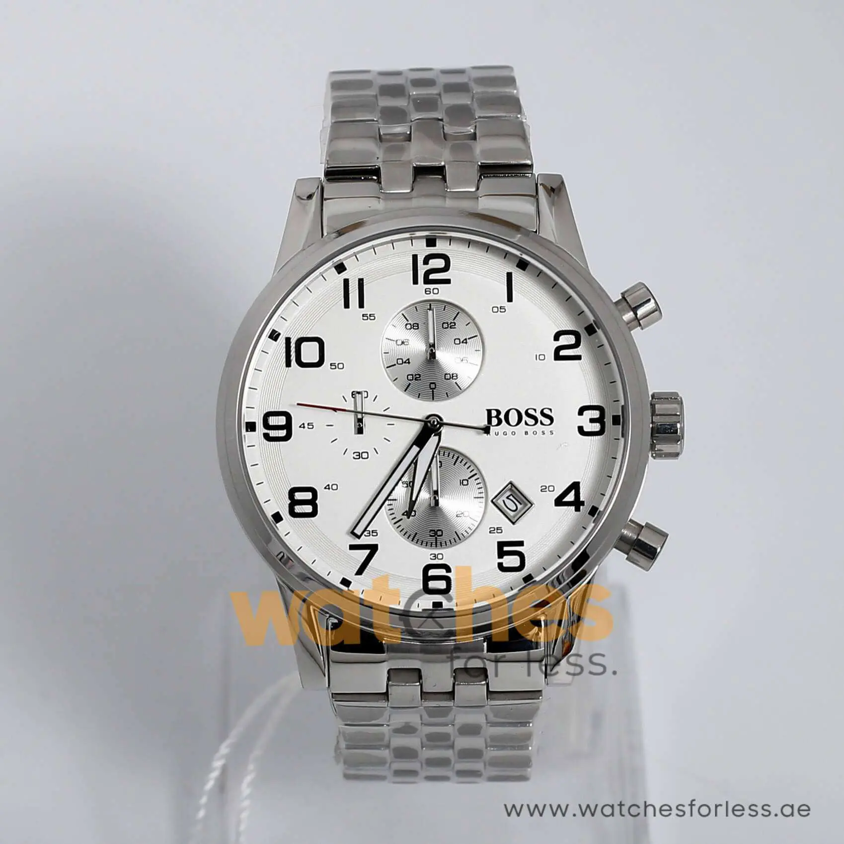 Hugo Boss Men’s Quartz Stainless Steel Silver Dial 44mm Watch 1512445 UAE DUBAI AJMAN SHARJAH ABU DHABI RAS AL KHAIMA UMM UL QUWAIN ALAIN FUJAIRAH
