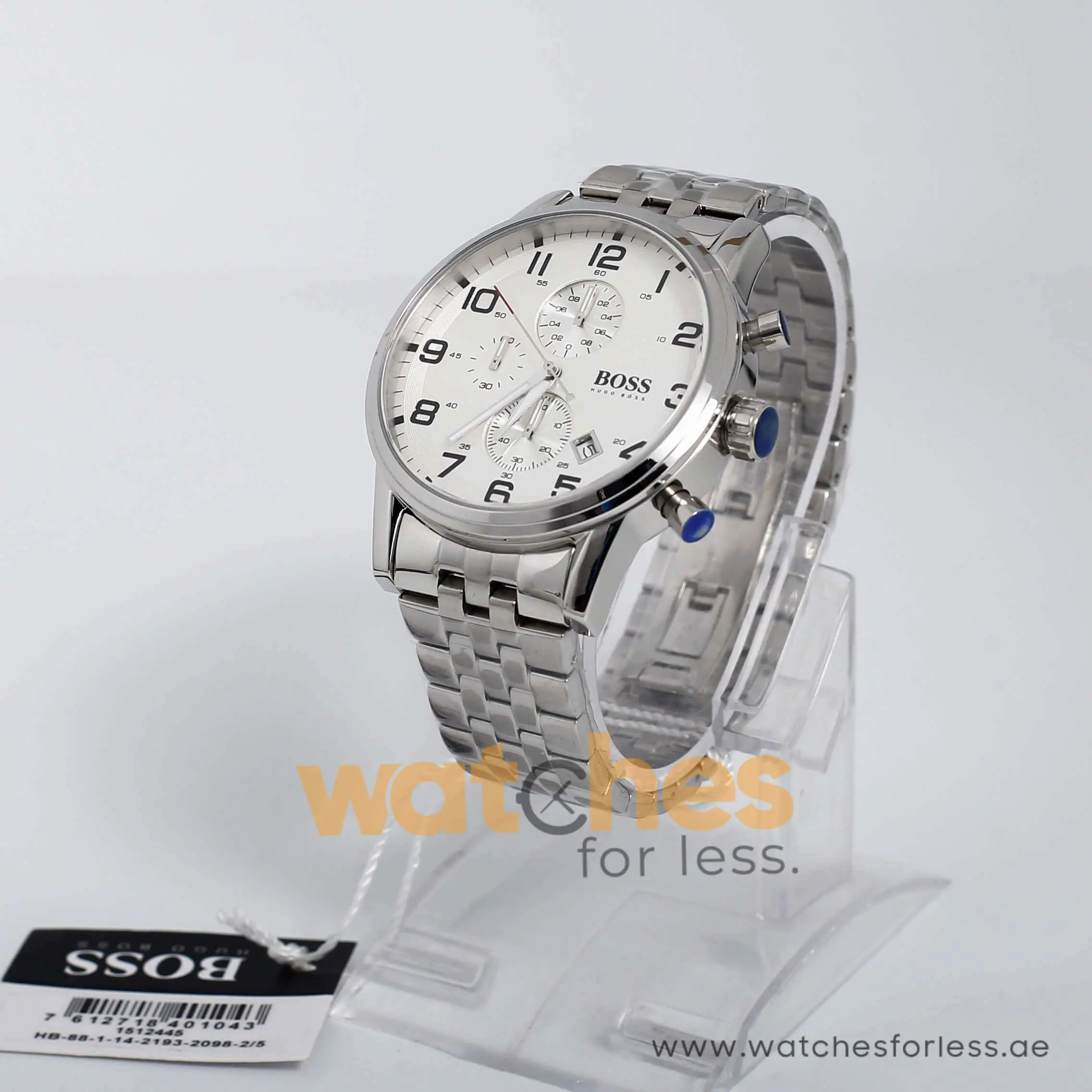 Hugo Boss Men’s Quartz Stainless Steel Silver Dial 44mm Watch 1512445 UAE DUBAI AJMAN SHARJAH ABU DHABI RAS AL KHAIMA UMM UL QUWAIN ALAIN FUJAIRAH