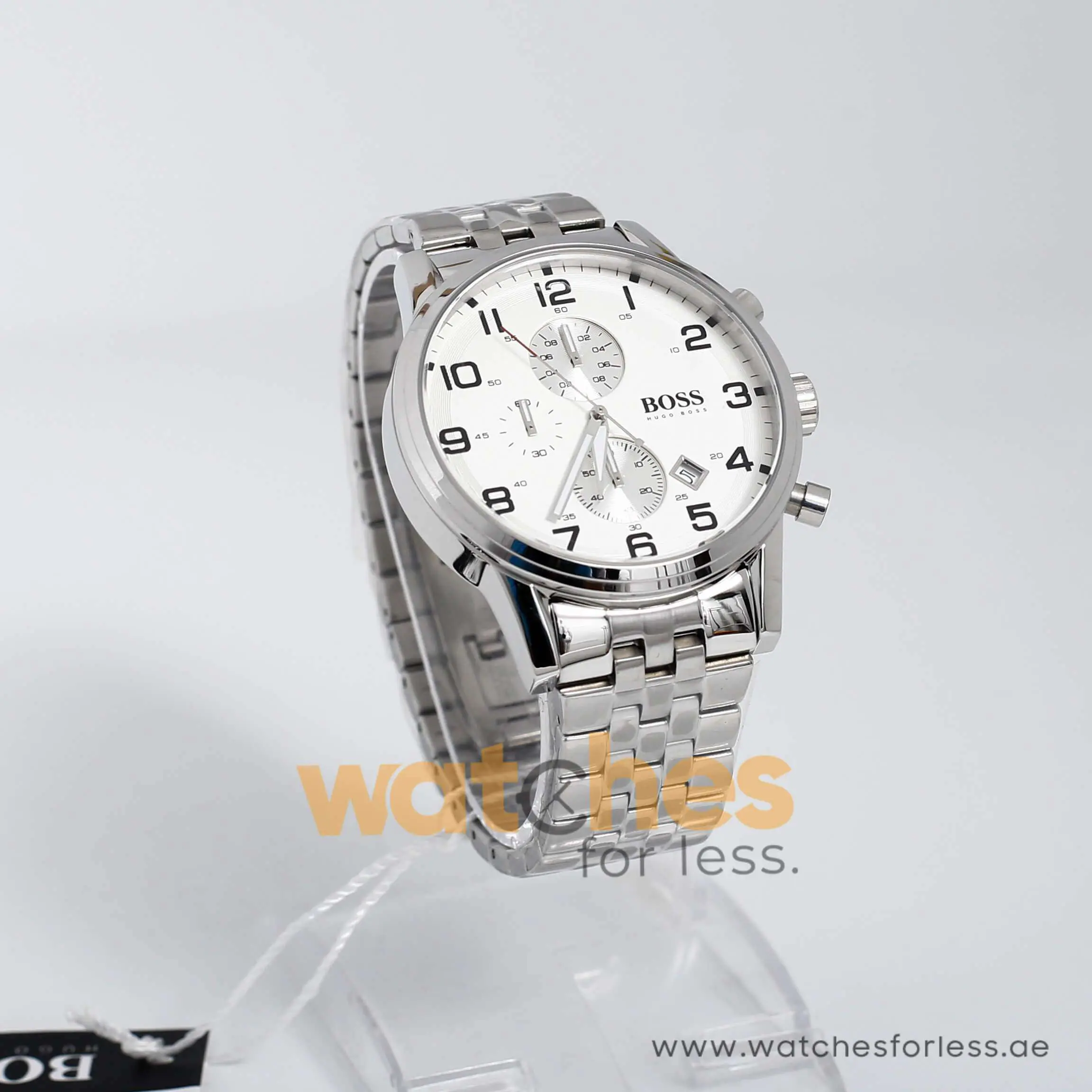 Hugo Boss Men’s Quartz Stainless Steel Silver Dial 44mm Watch 1512445 UAE DUBAI AJMAN SHARJAH ABU DHABI RAS AL KHAIMA UMM UL QUWAIN ALAIN FUJAIRAH