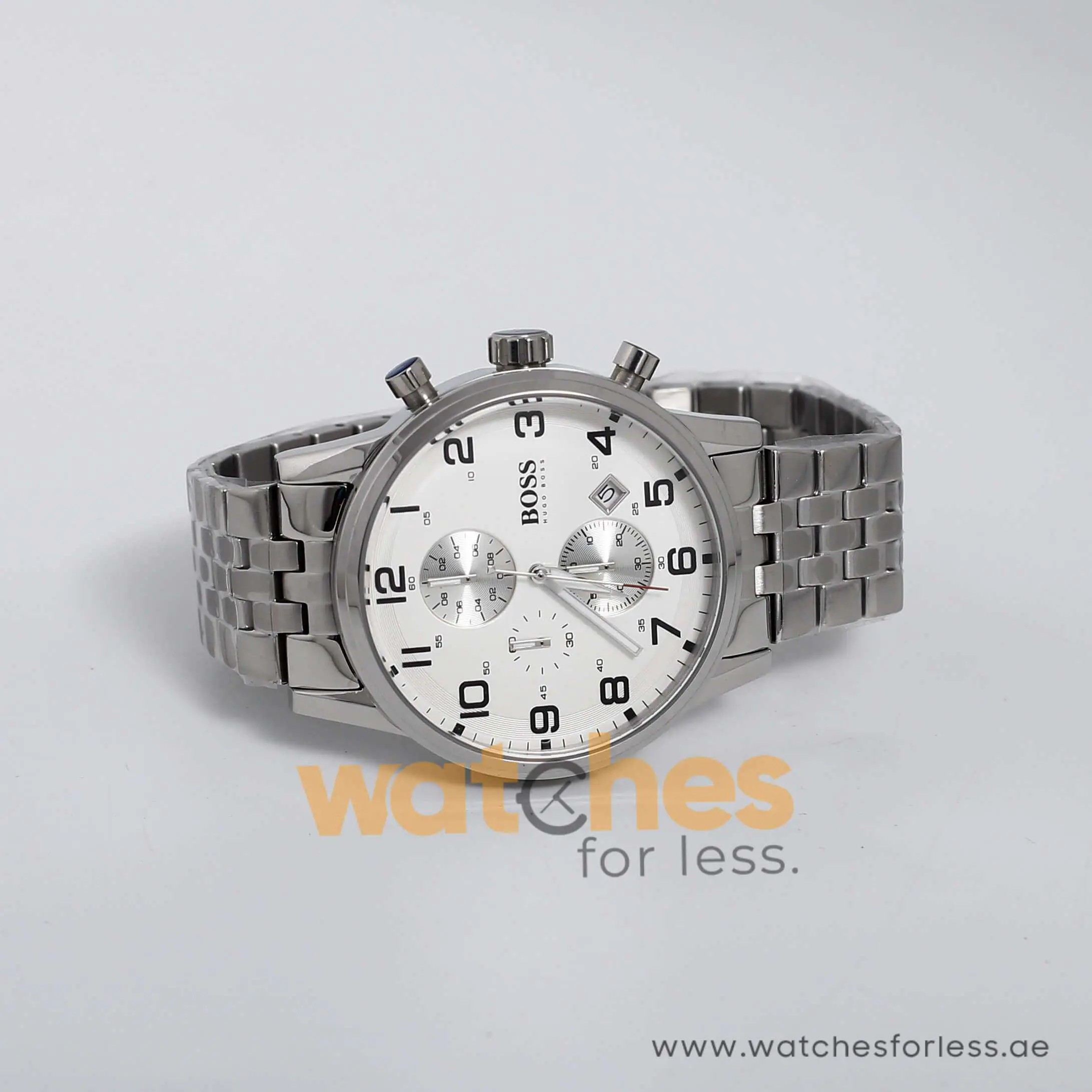 Hugo Boss Men’s Quartz Stainless Steel Silver Dial 44mm Watch 1512445 UAE DUBAI AJMAN SHARJAH ABU DHABI RAS AL KHAIMA UMM UL QUWAIN ALAIN FUJAIRAH