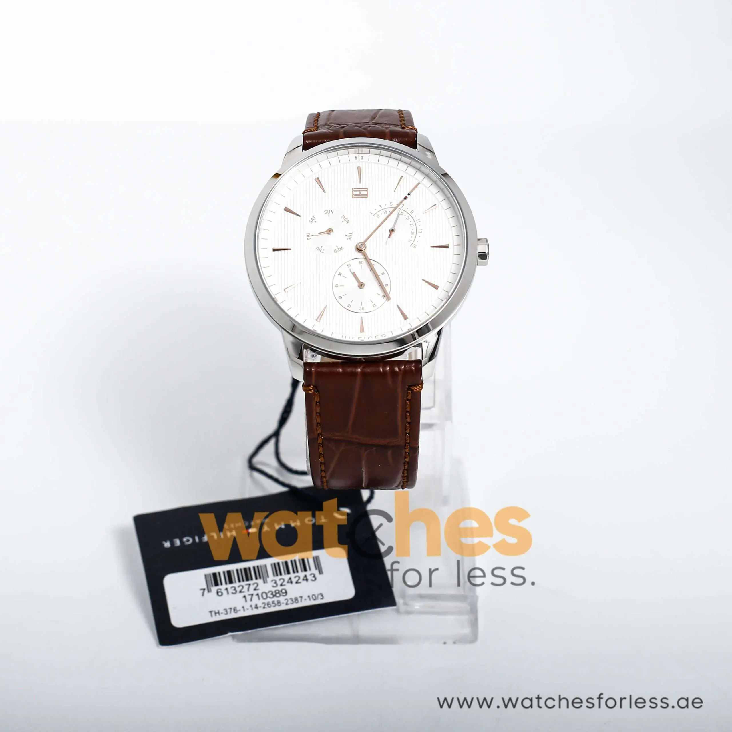 Tommy Hilfiger Men’s Quartz Leather Strap White Dial 44mm Watch 1710389 UAE DUBAI AJMAN SHARJAH ABU DHABI RAS AL KHAIMA UMM UL QUWAIN ALAIN FUJAIRAH