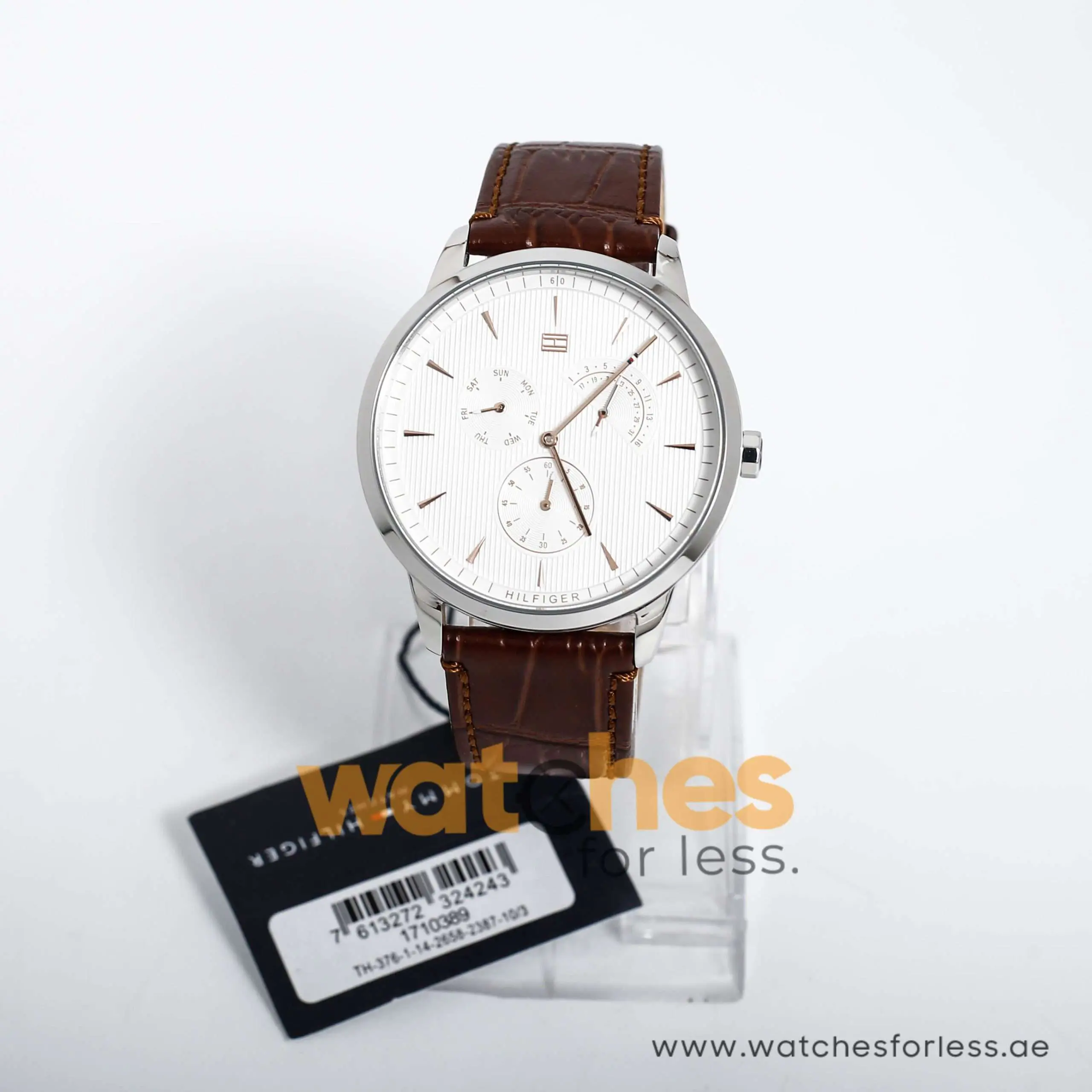 Tommy Hilfiger Men’s Quartz Leather Strap White Dial 44mm Watch 1710389 UAE DUBAI AJMAN SHARJAH ABU DHABI RAS AL KHAIMA UMM UL QUWAIN ALAIN FUJAIRAH