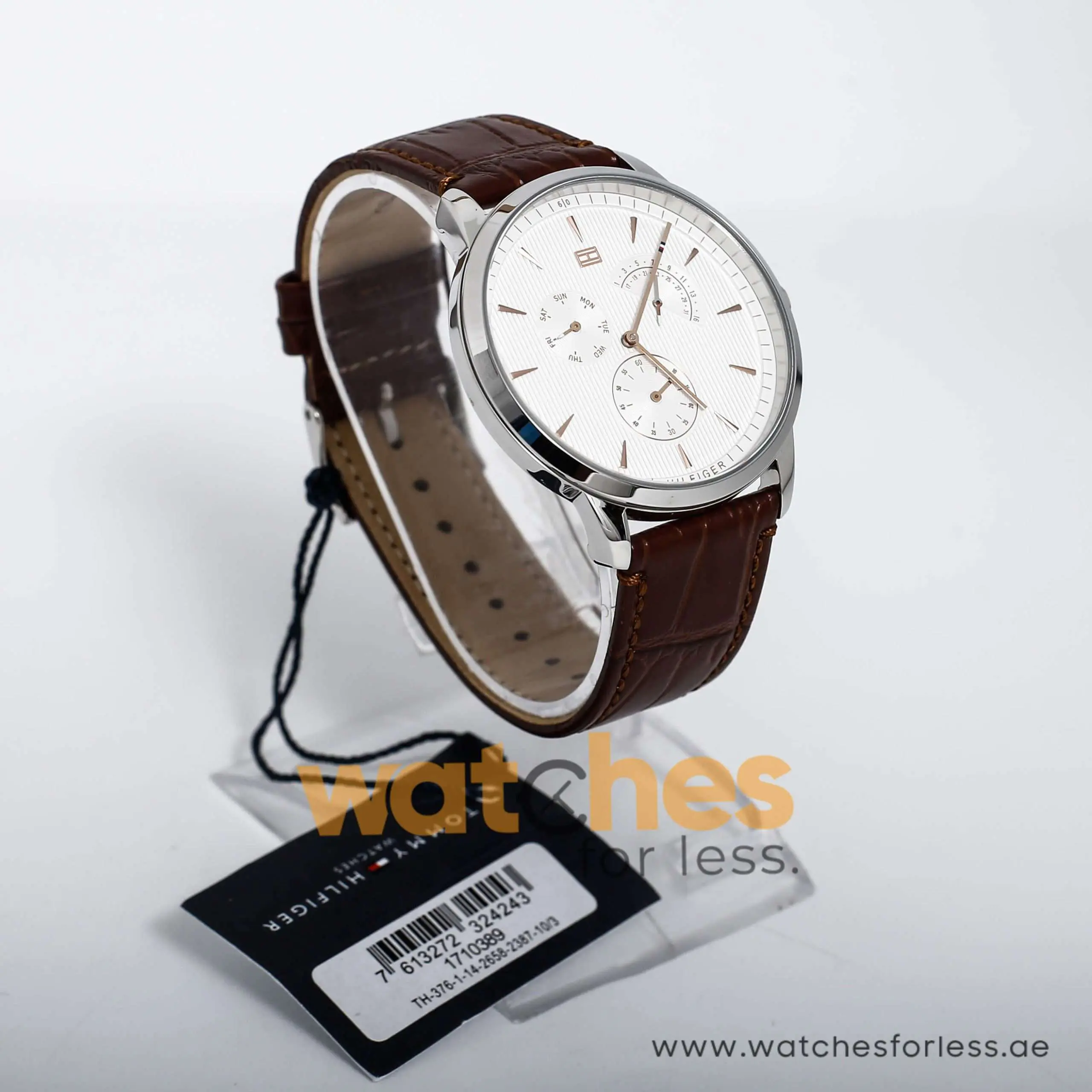 Tommy Hilfiger Men’s Quartz Leather Strap White Dial 44mm Watch 1710389 UAE DUBAI AJMAN SHARJAH ABU DHABI RAS AL KHAIMA UMM UL QUWAIN ALAIN FUJAIRAH