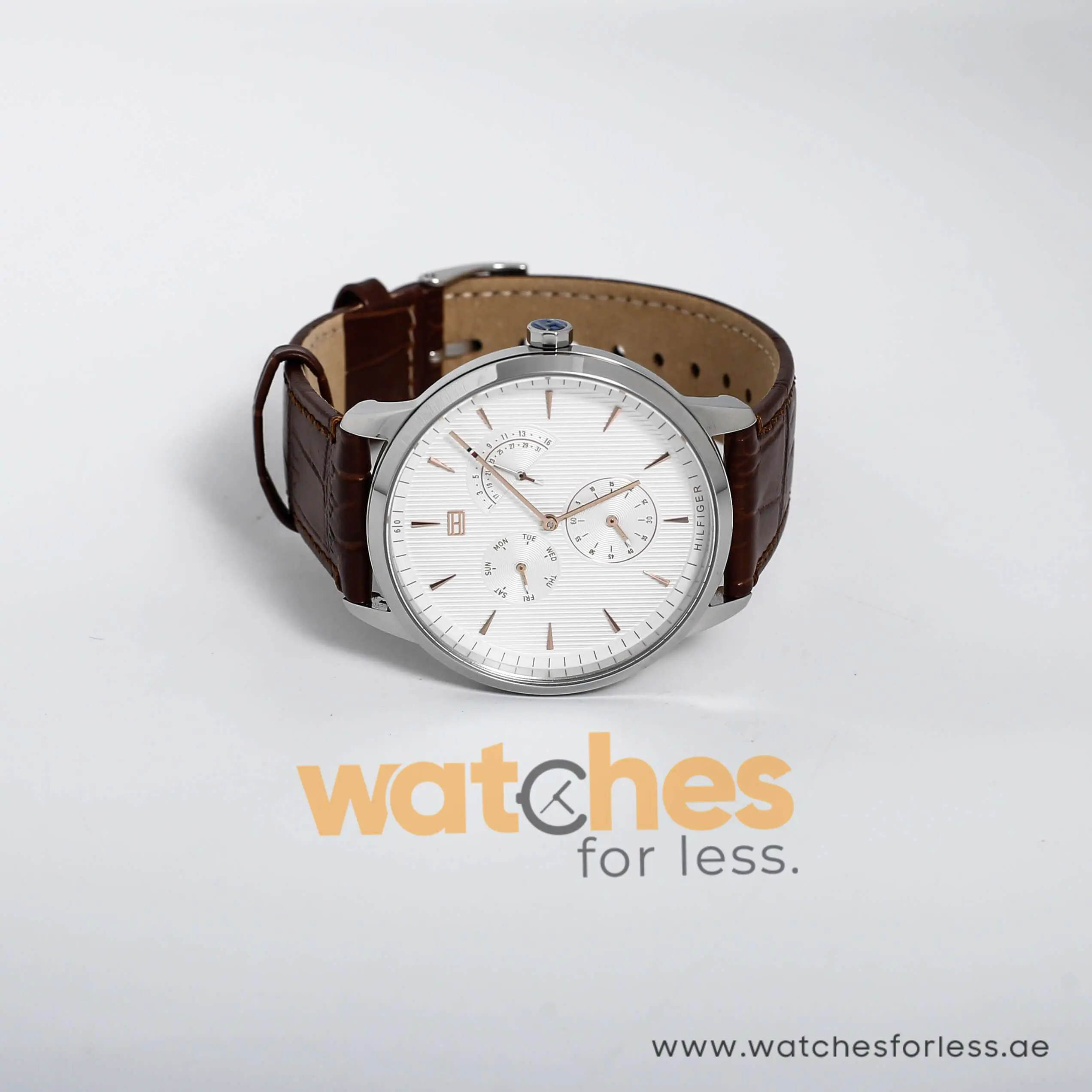 Tommy Hilfiger Men’s Quartz Leather Strap White Dial 44mm Watch 1710389 UAE DUBAI AJMAN SHARJAH ABU DHABI RAS AL KHAIMA UMM UL QUWAIN ALAIN FUJAIRAH