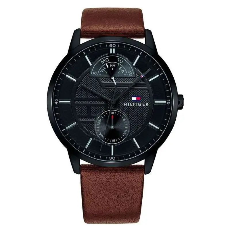 Tommy Hilfiger Men’s Quartz Leather Strap Black Dial 44mm Watch 1791604 UAE DUBAI AJMAN SHARJAH ABU DHABI RAS AL KHAIMA UMM UL QUWAIN ALAIN FUJAIRAH